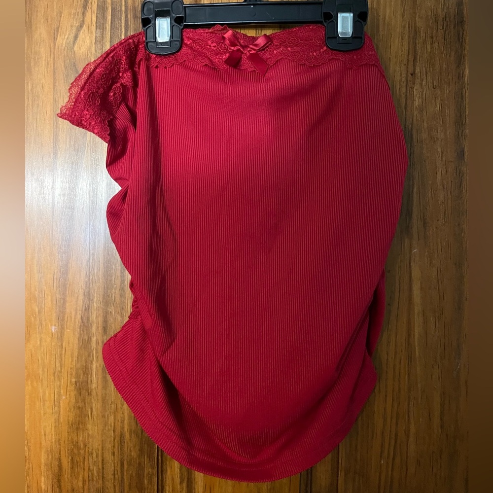 red lace trim tube top